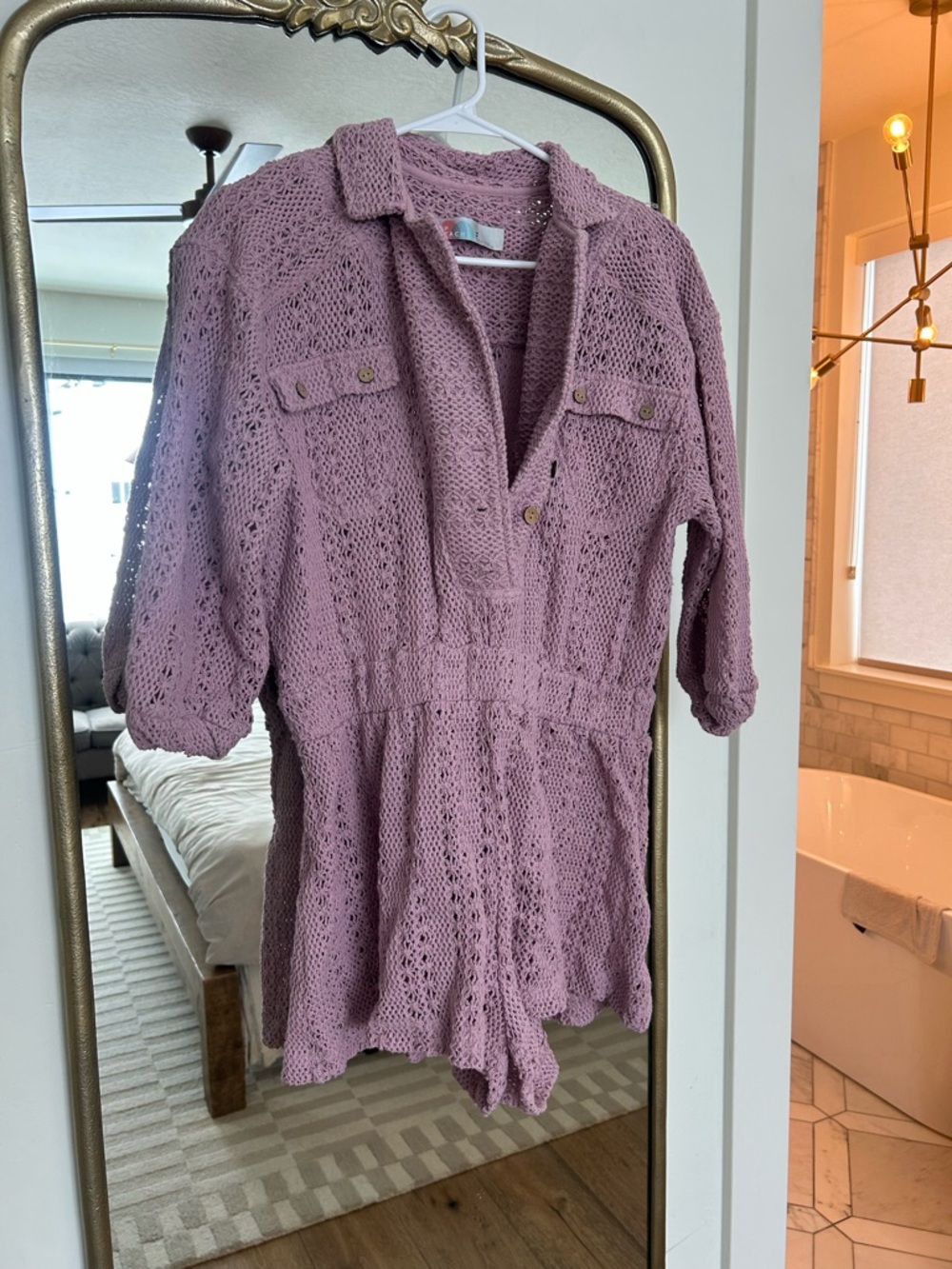 Free People Lavender Crochet Romper - Picture 2 of 4